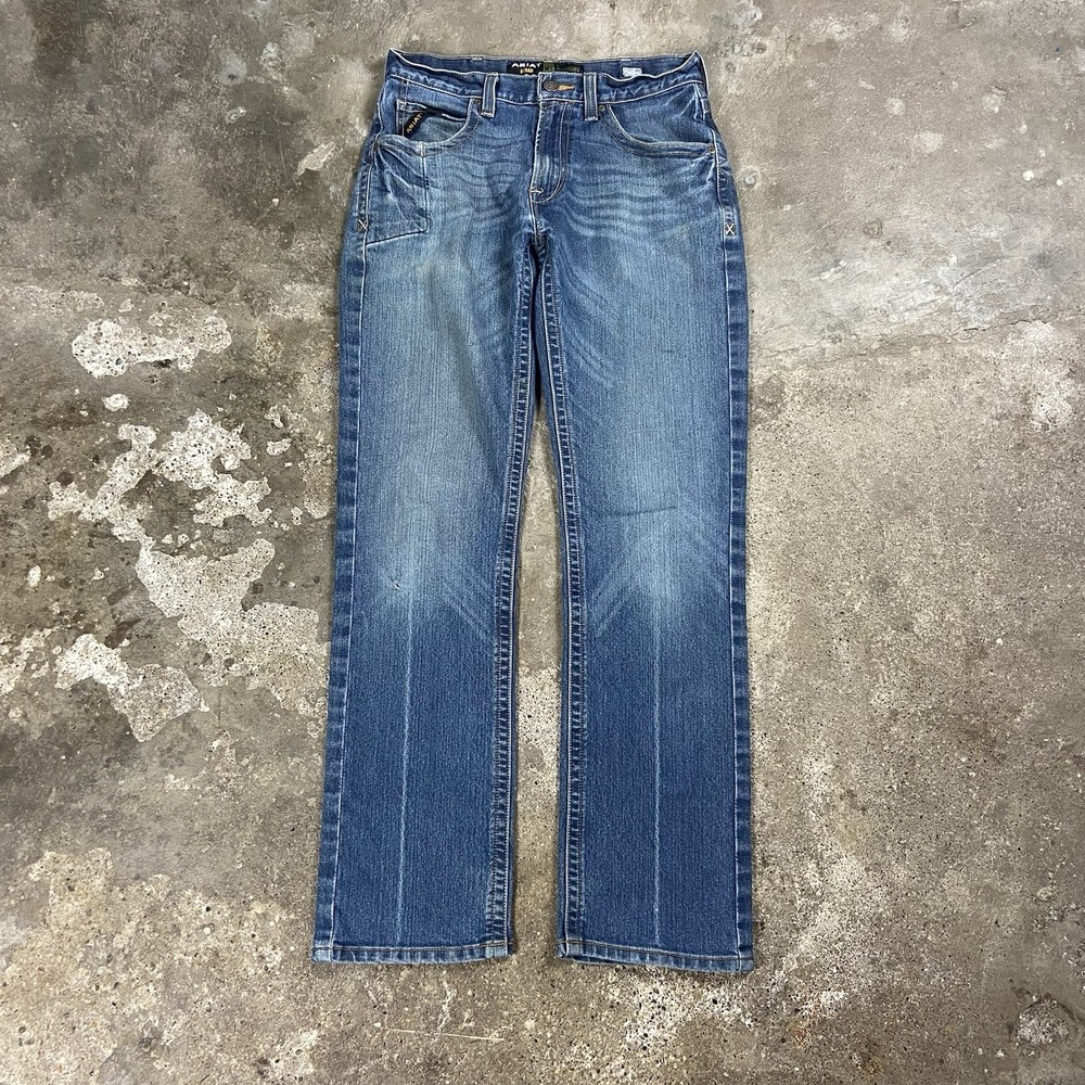 Ariat Rebar M5 Jeans Size 30x34 Blue Denim Medium Wash Slim Straight Fit Work